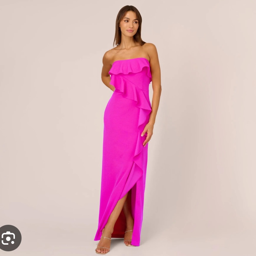 Adrianna Pappel NWT Elegant Pink Strapless Ruffle Dress